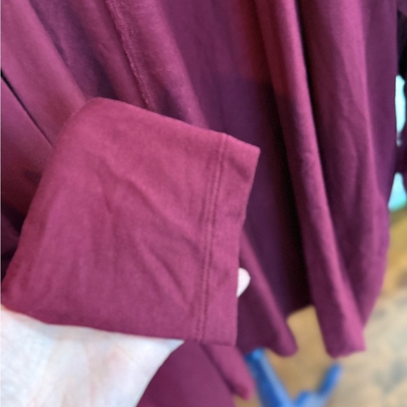 Liz Claiborne Deep Wine/Burgundy Open Front Cardigan w/ Pockets, Size L - Picture 5 of 10